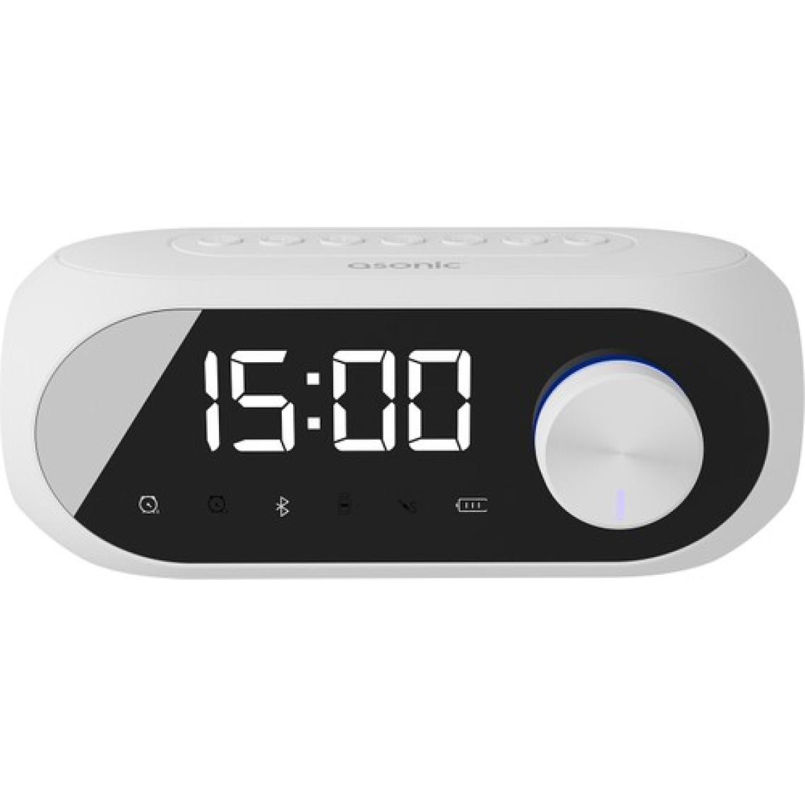 Asonic As-W6 1200MAH 5W Beyaz Bluetooth-Aux-Derece-Usb Double Alarmlı Saat Speaker