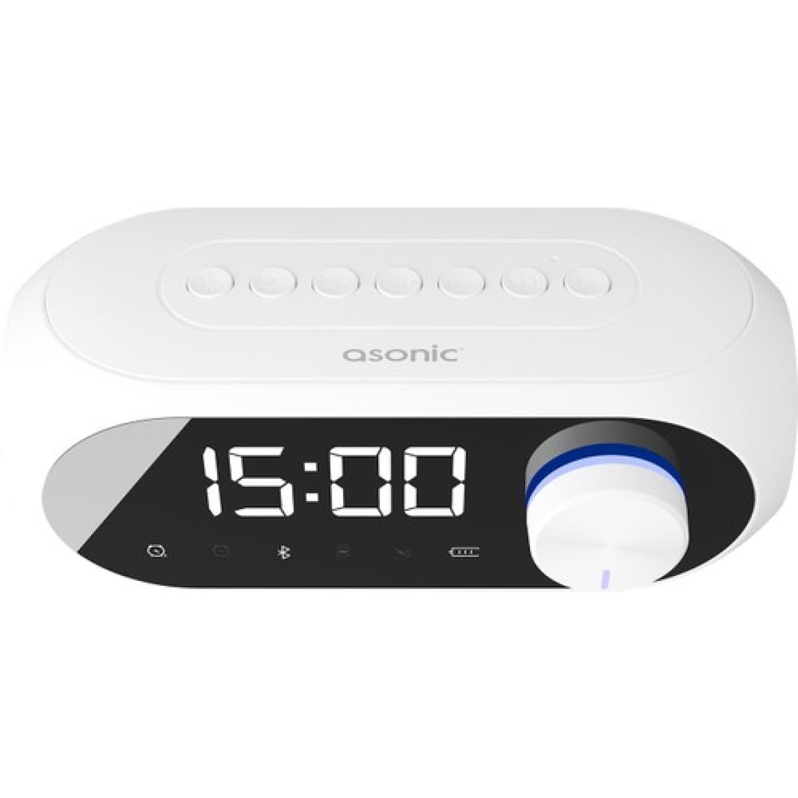 Asonic As-W6 1200MAH 5W Beyaz Bluetooth-Aux-Derece-Usb Double Alarmlı Saat Speaker