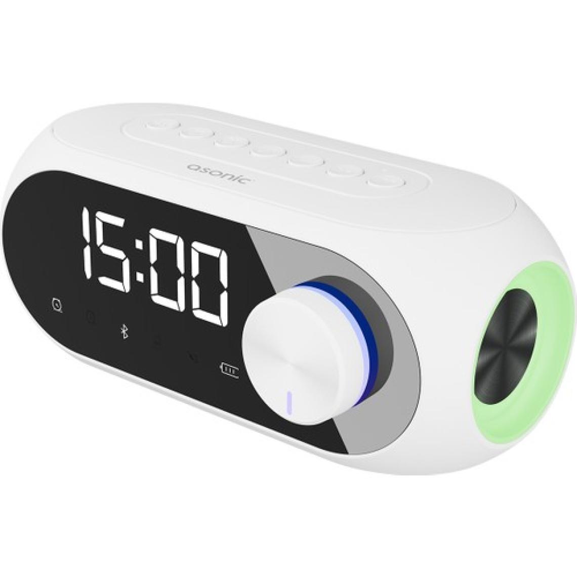 Asonic As-W6 1200MAH 5W Beyaz Bluetooth-Aux-Derece-Usb Double Alarmlı Saat Speaker