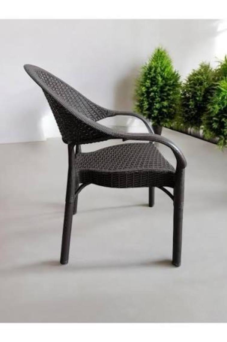 Nar Sokağı 4 Adet Bambu Rattan Kollu Sandalye Koltuk Kahve