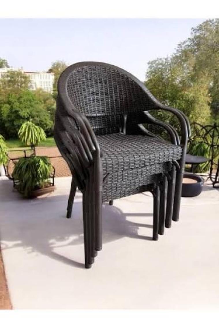 Nar Sokağı 4 Adet Bambu Rattan Kollu Sandalye Koltuk Kahve