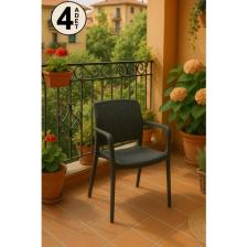 Sandalie 4 Adet Rattan Lüx Antrasit Sandalye / Balkon