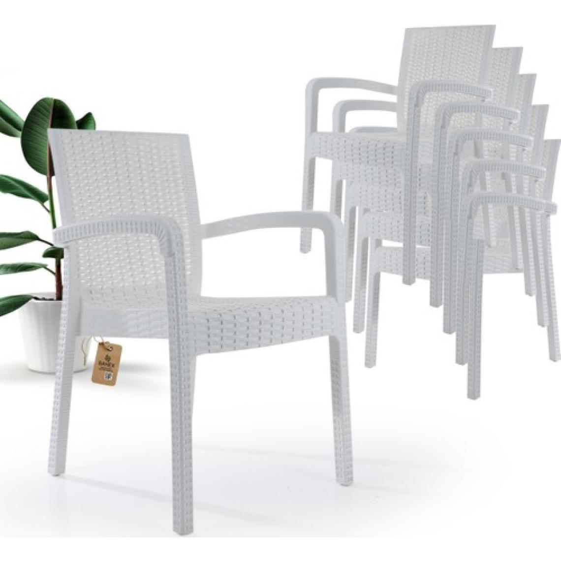 Violet Rattan Sandalye Takımı 6 Kişilik Bahçe Balkon Teras Takımı Beyaz