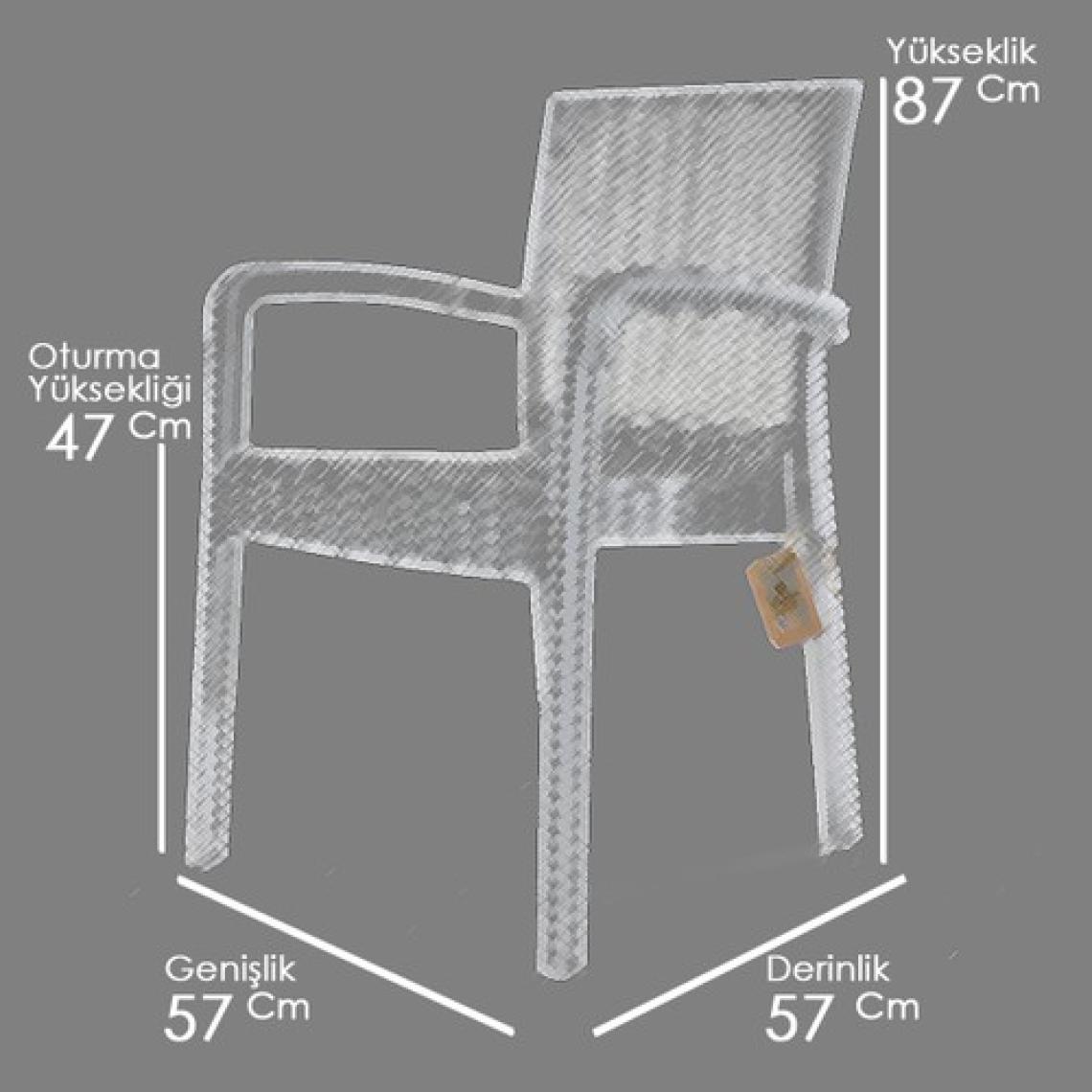 Violet Rattan Sandalye Takımı 6 Kişilik Bahçe Balkon Teras Takımı Beyaz