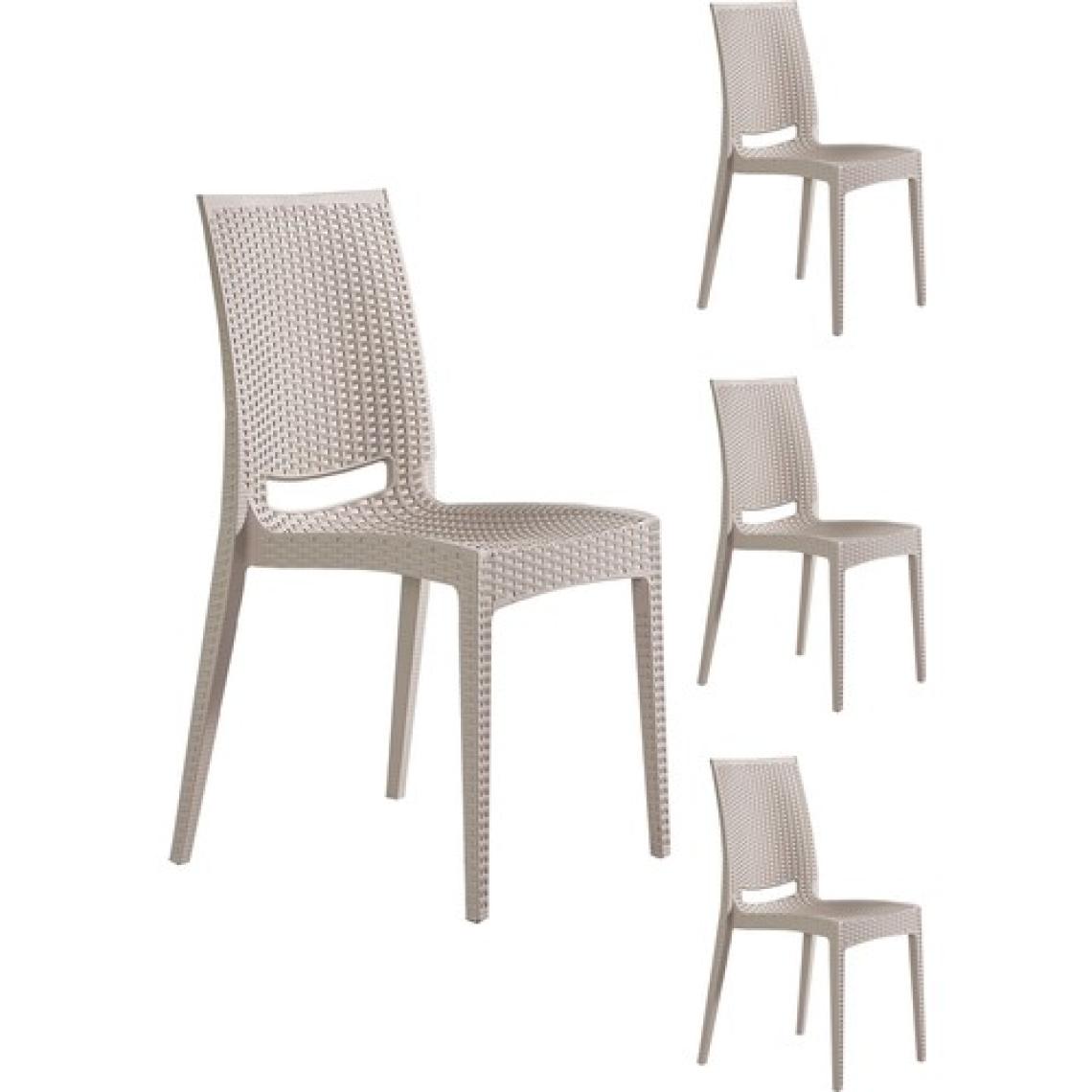 Mobetto Rattan Bahçe Sandalyesi 4 Adet – Cappucino
