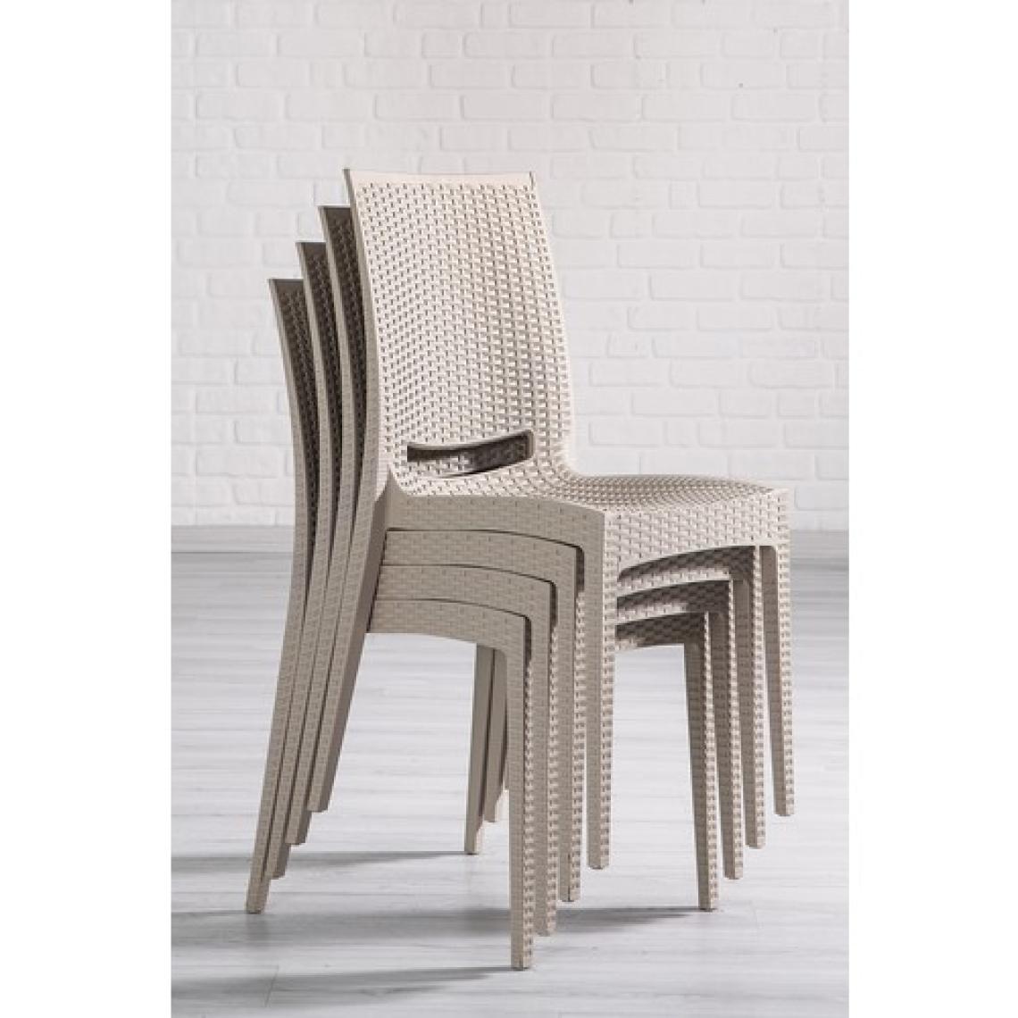 Mobetto Rattan Bahçe Sandalyesi 4 Adet – Cappucino