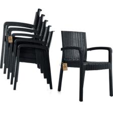 Violet Rattan Sandalye Kollu Koltuk 6 Kişilik Sandalye Seti Bahçe Balkon Teras Sandalyesi