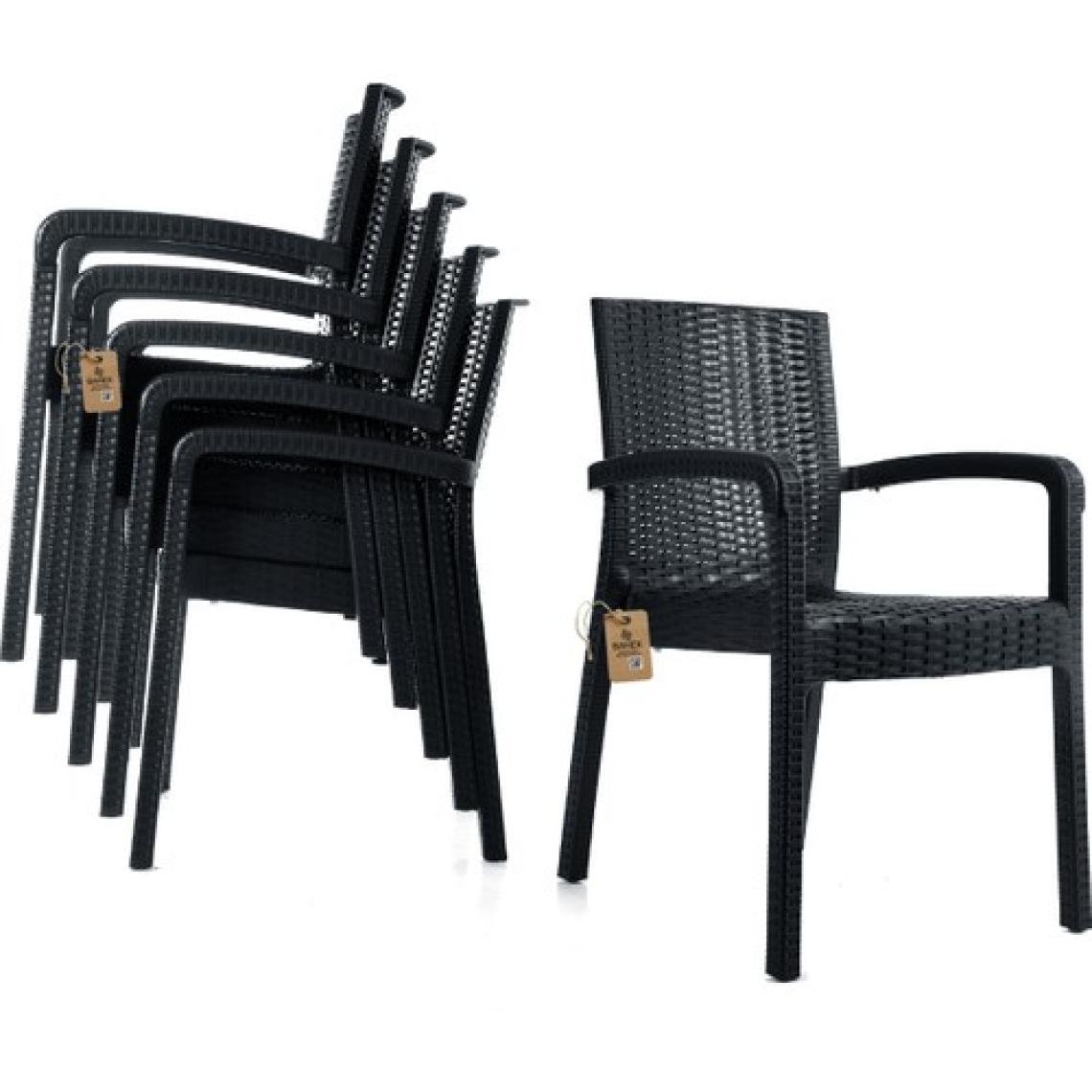 Violet Rattan Sandalye Kollu Koltuk 6 Kişilik Sandalye Seti Bahçe Balkon Teras Sandalyesi