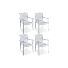 Violet Rattan Koltuk Rattan Bahçe Balkon Sandalyesi Beyaz (4 Adet)