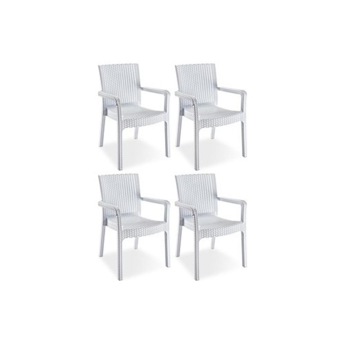Violet Rattan Koltuk Rattan Bahçe Balkon Sandalyesi Beyaz (4 Adet)
