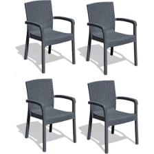 Violet Rattan Koltuk Rattan Bahçe Balkon Sandalyesi Antrasit (4 Adet)