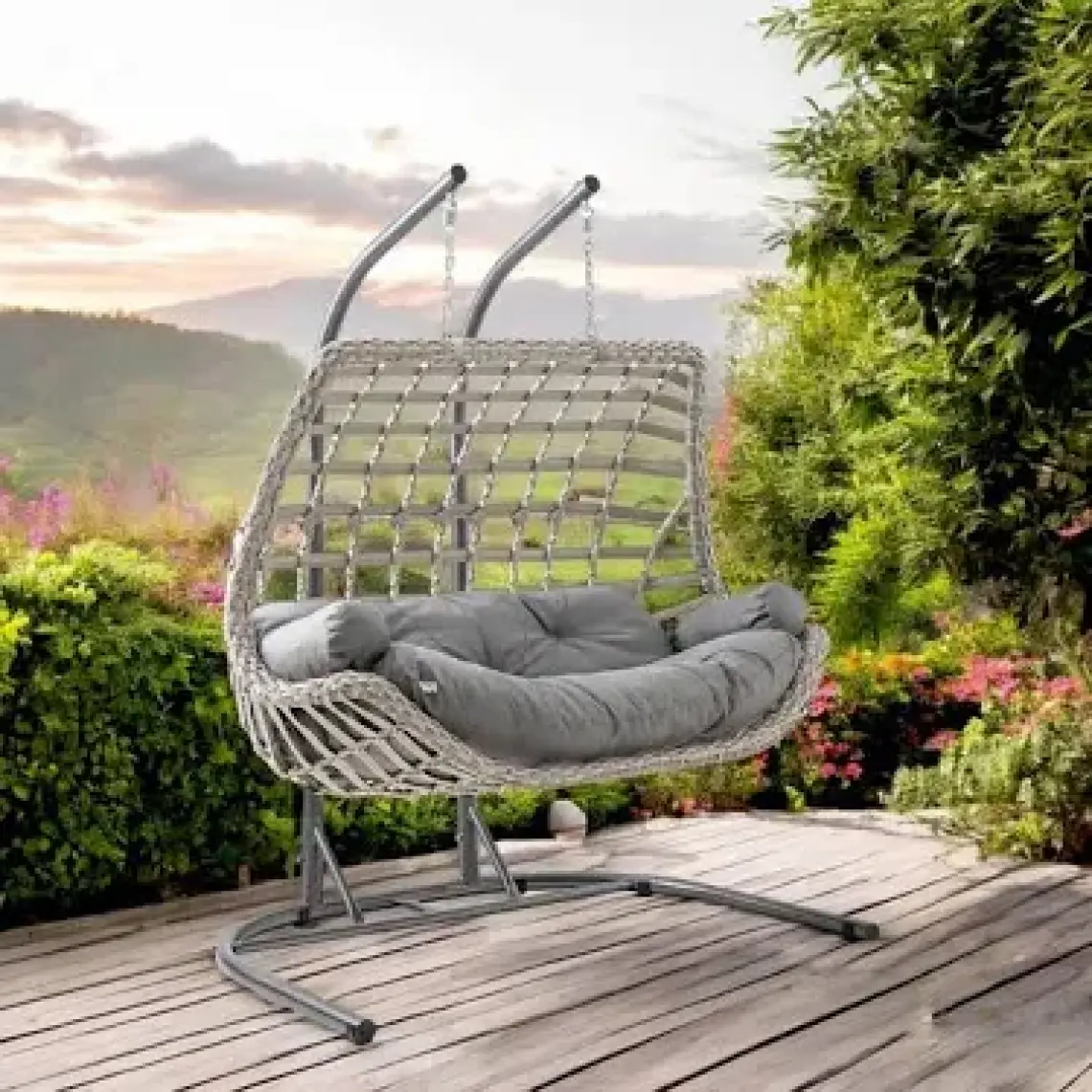 Capri Swing Cunda Çiftli Rattan Bahçe Salıncağı | Balkon Salıncağı