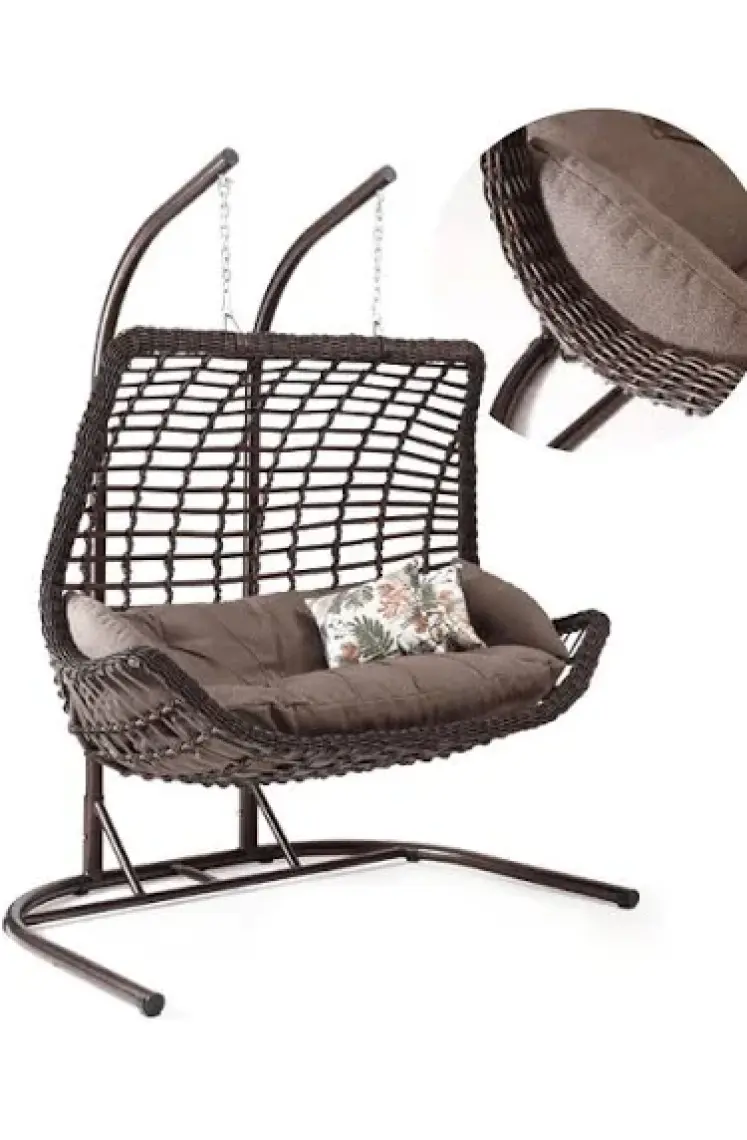 Capri Swing Cunda Çiftli Rattan Bahçe Salıncağı | Balkon Salıncağı