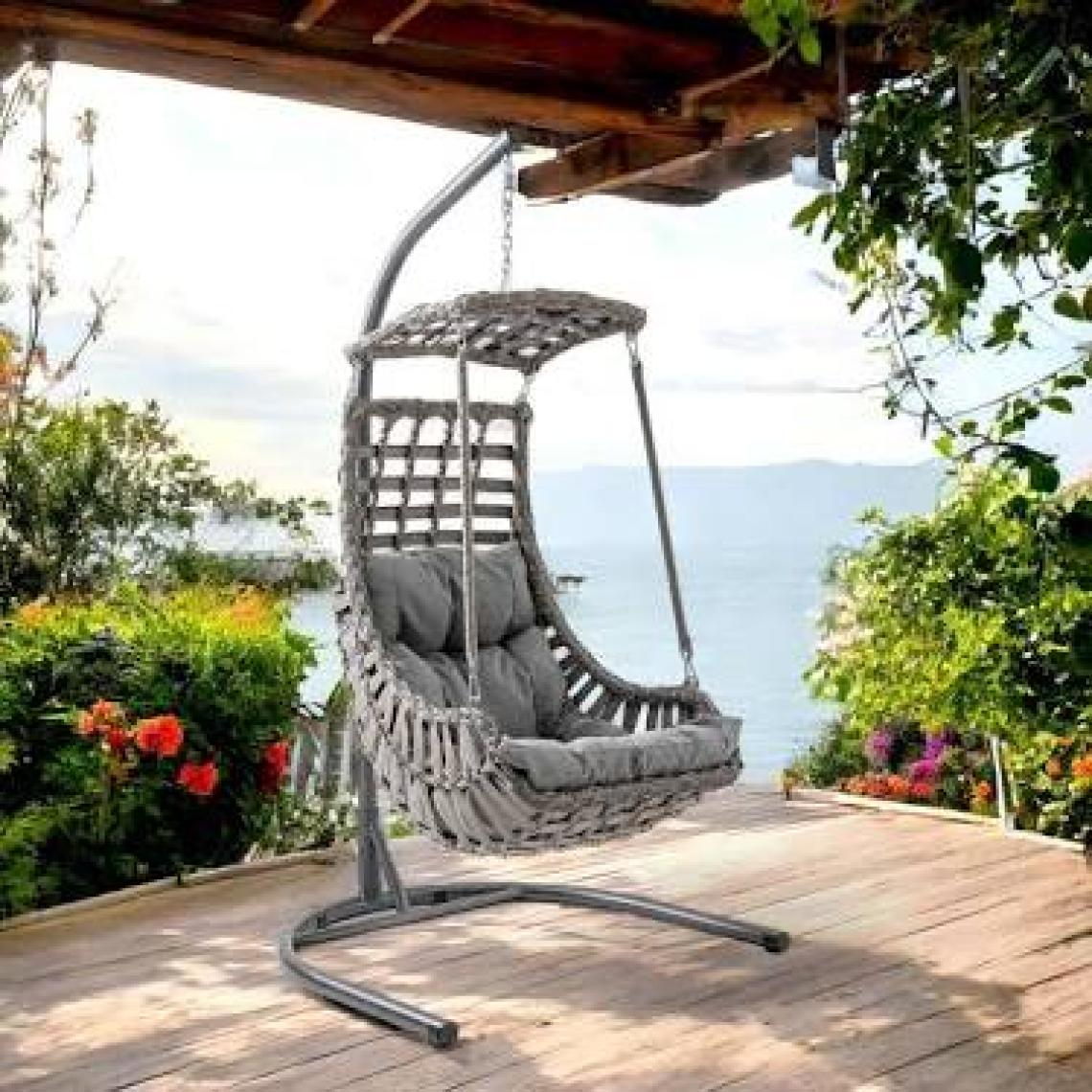 Capri Swing Alaçatı Tekli Rattan Bahçe Salıncağı | Balkon Salıncağı