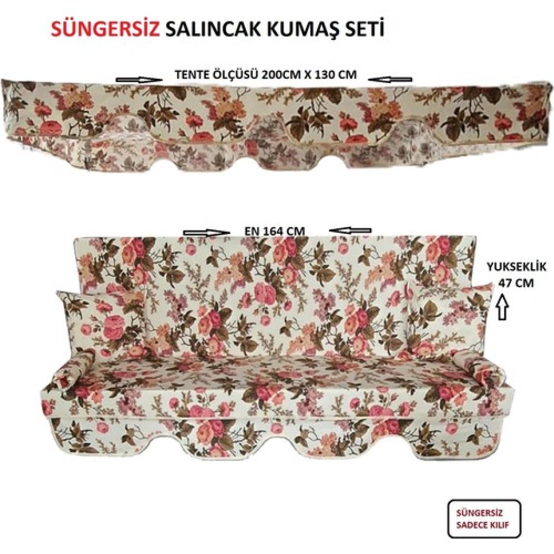 Mor Minder Süngersiz  Tenteli Salıncak Kumaş Seti 3kişilik  164X47 cm Süngersiz  Ingiliz Gülü Model