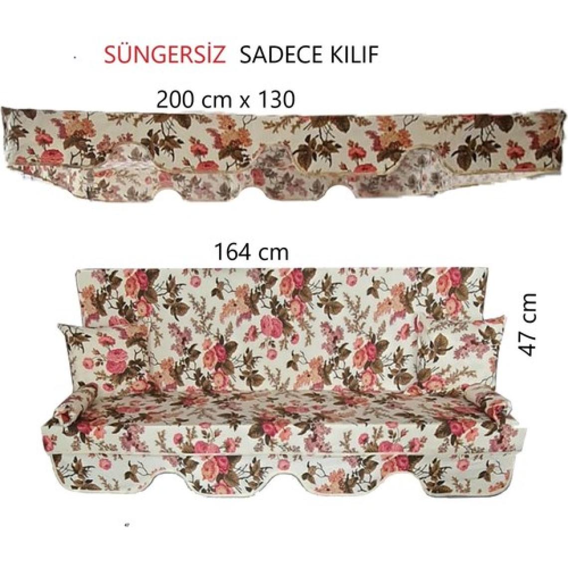 Mor Minder Süngersiz  Tenteli Salıncak Kumaş Seti 3kişilik  164X47 cm Süngersiz  Ingiliz Gülü Model