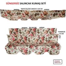 Mor Minder Süngersiz  Tenteli Salıncak Kumaş Seti 3kişilik  164X47 cm Süngersiz  Ingiliz Gülü Model