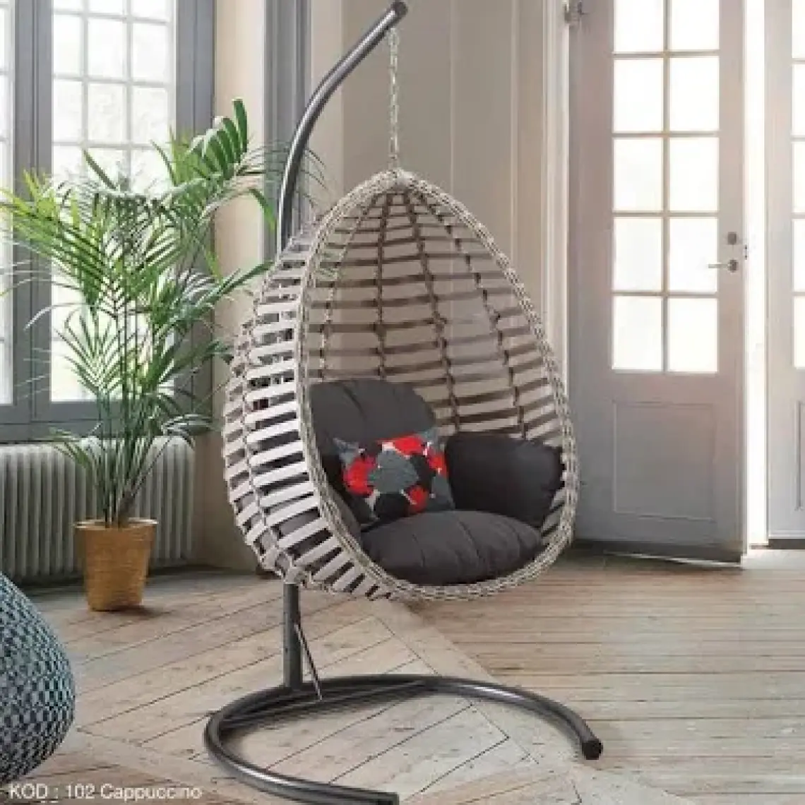 Capri Swing Gümbet Tekli Rattan Bahçe Salıncağı |  Balkon Salıncağı