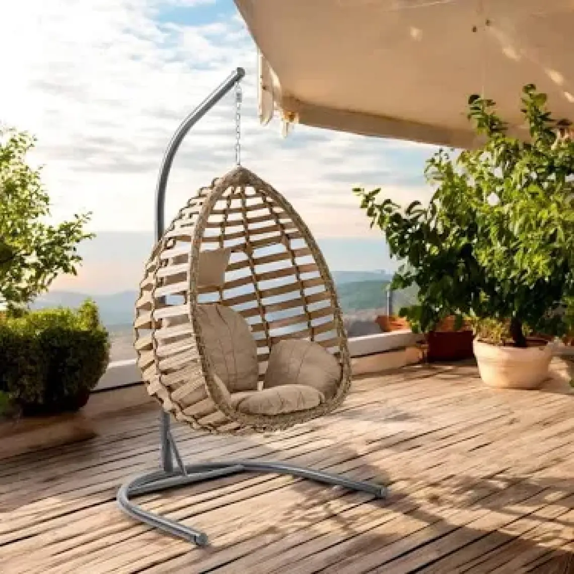 Capri Swing Gümbet Tekli Rattan Bahçe Salıncağı |  Balkon Salıncağı