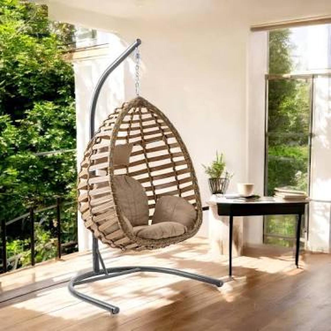 Capri Swing Gümbet Tekli Rattan Bahçe Salıncağı |  Balkon Salıncağı