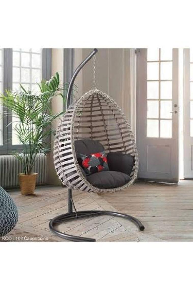 Capri Swing Gümbet Tekli Rattan Bahçe Salıncağı |  Balkon Salıncağı