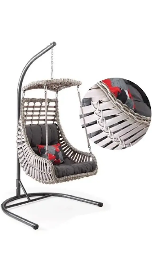 Capri Swing Alaçatı Tekli Rattan Bahçe Salıncağı | Balkon Salıncağı