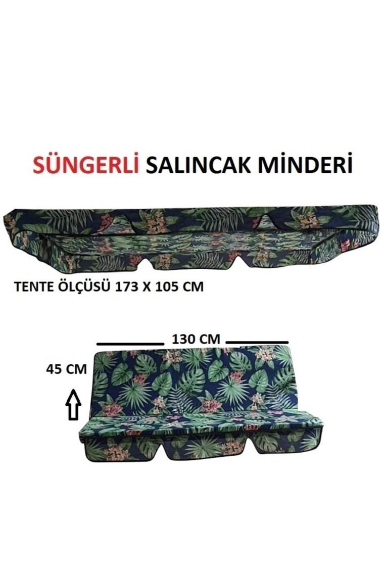 Mor Minder Salıncak Minder Seti Tenteli Yeşil Yaprak Salıncak Minder Seti 2 Kişilik Süngerli Işbir Gri Sünger