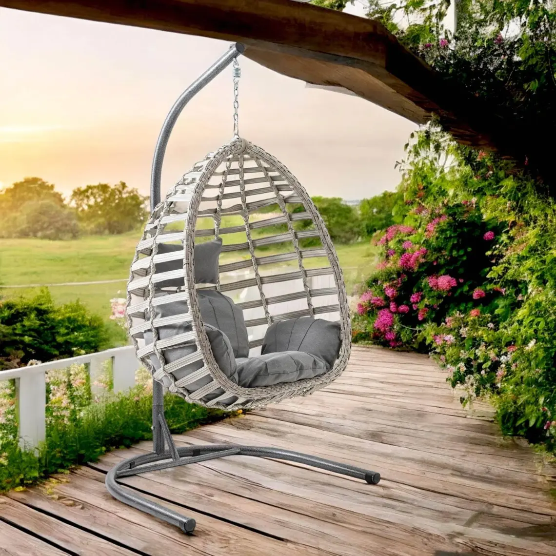 Capri Swing Gümbet Tekli Rattan Bahçe Salıncağı |  Balkon Salıncağı