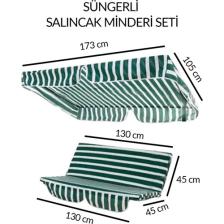 Mor Minder Tenteli Salıncak Minder Seti Yeşil Beyaz 2 Kişilik Süngerli Işbir Gri Sünger