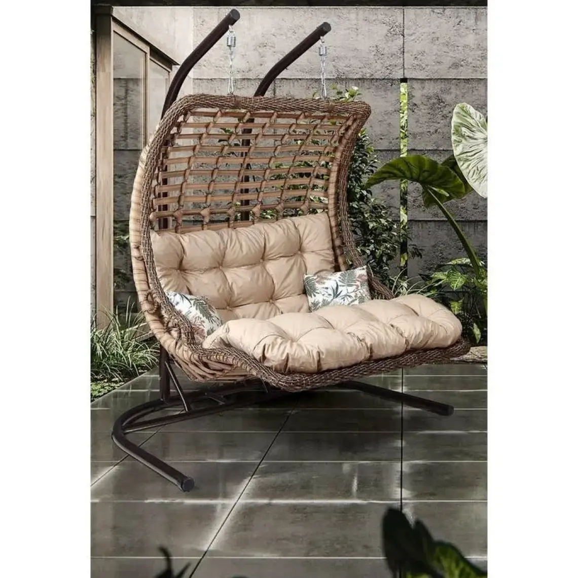 Capri Swing Bodrum Double Çiftli Rattan Bahçe Salıncağı | Rehome