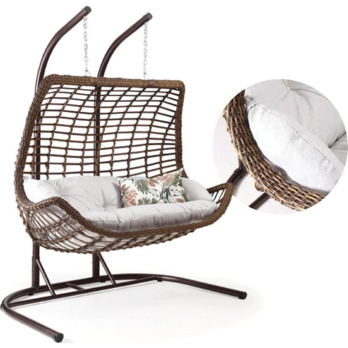Capri Swing Cunda Çiftli Rattan Bahçe Balkon Salıncağı