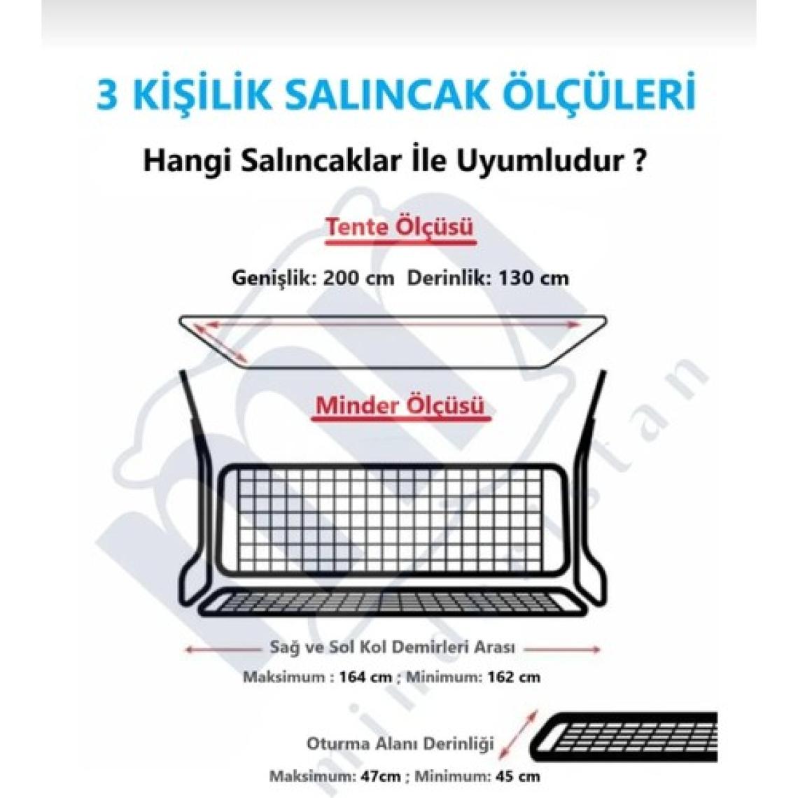 Mor Minder Süngersiz Tenteli Salıncak Kumaş Seti 3 Kişilik Süngersiz  164X47 cm Karaçatı Model