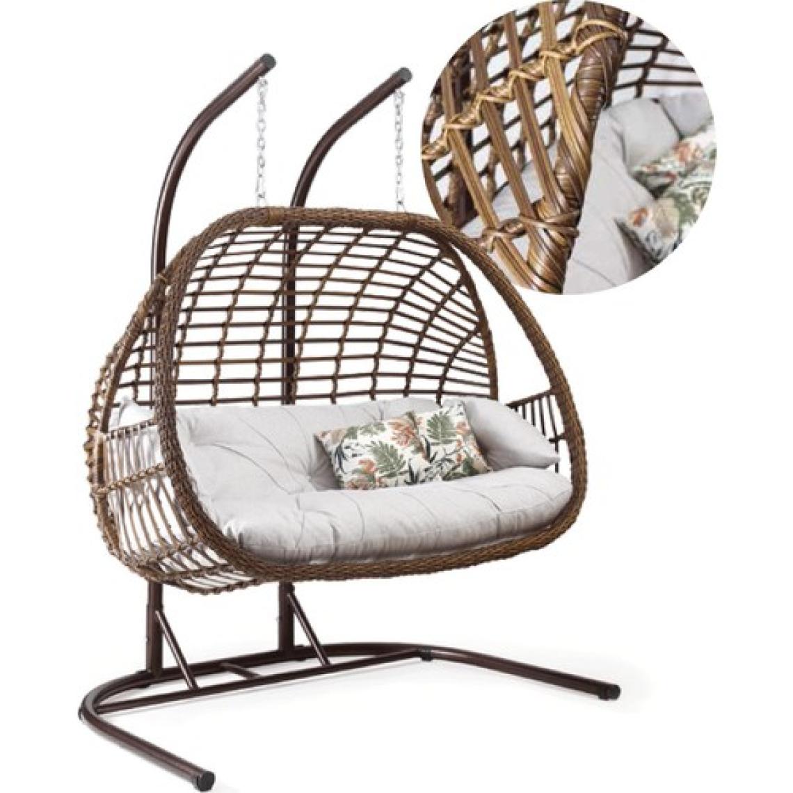 Capri Swing Oylat Çiftli Rattan Bahçe Salıncağı | Balkon Salıncağı