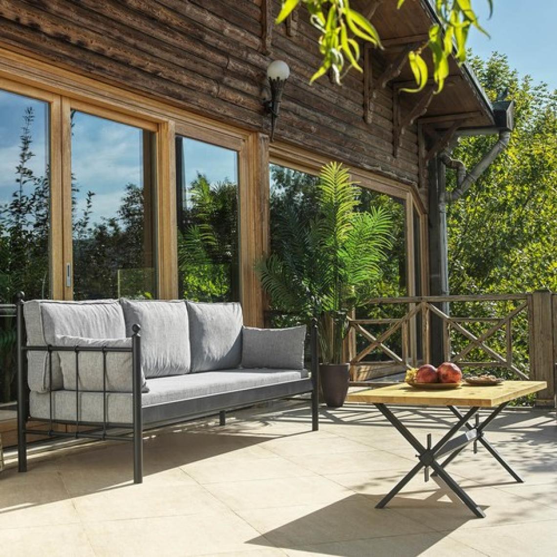 Unimet Lalas Dk Metal Sofa Sedir 70x200 Üçlü Koltuk Siyah