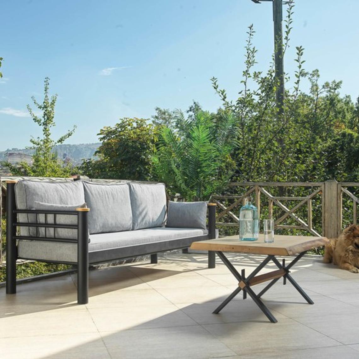 Unimet Kappis Dk Metal Sofa Sedir 70x200 Üçlü Koltuk Siyah