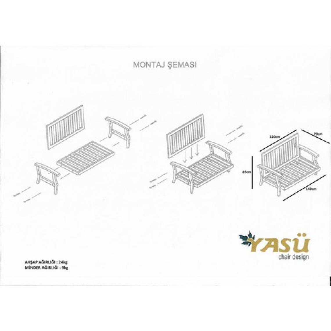YASÜ Balkon Bahçe Teras Uzanma Koltuğu Ahşap Ikili Berjer Koltuk Kanepe Demonte Sandalye Keten Minder