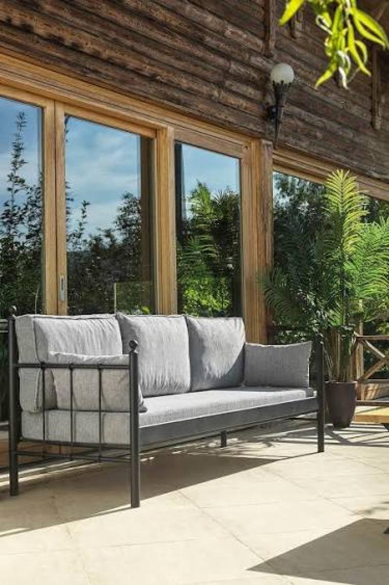 Unimet Lalas Dk Metal Sofa Sedir 70x200 Üçlü Koltuk Siyah