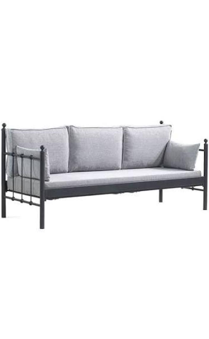 Unimet Lalas Dk Metal Sofa Sedir 70x200 Üçlü Koltuk Siyah