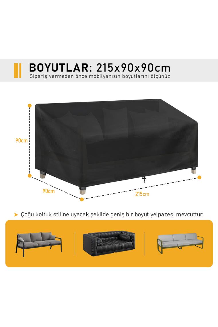 Hags Çift Kişilik Bahçe Koltuk Örtüsü, Koruma Kılıfı, Dış Mekan Koltuk Örtüsü  215-90-90cm - Siyah