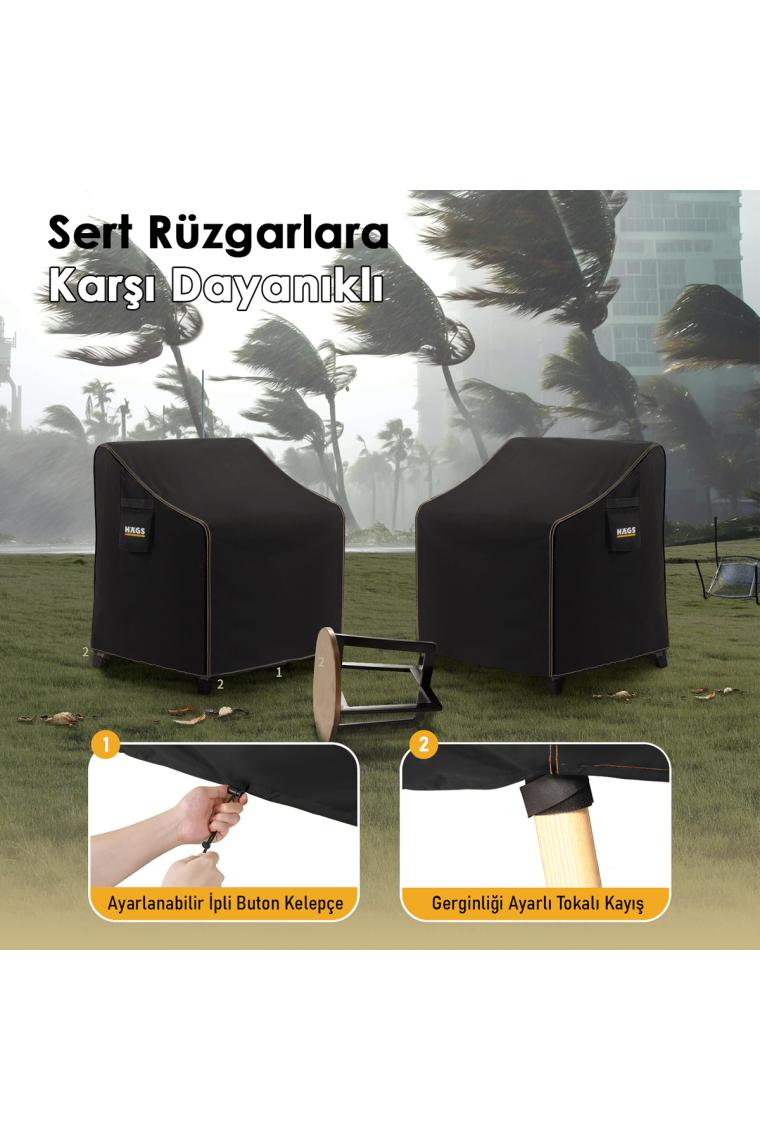 Hags Çift Kişilik Bahçe Koltuk Örtüsü, Koruma Kılıfı, Dış Mekan Koltuk Örtüsü  215-90-90cm - Siyah