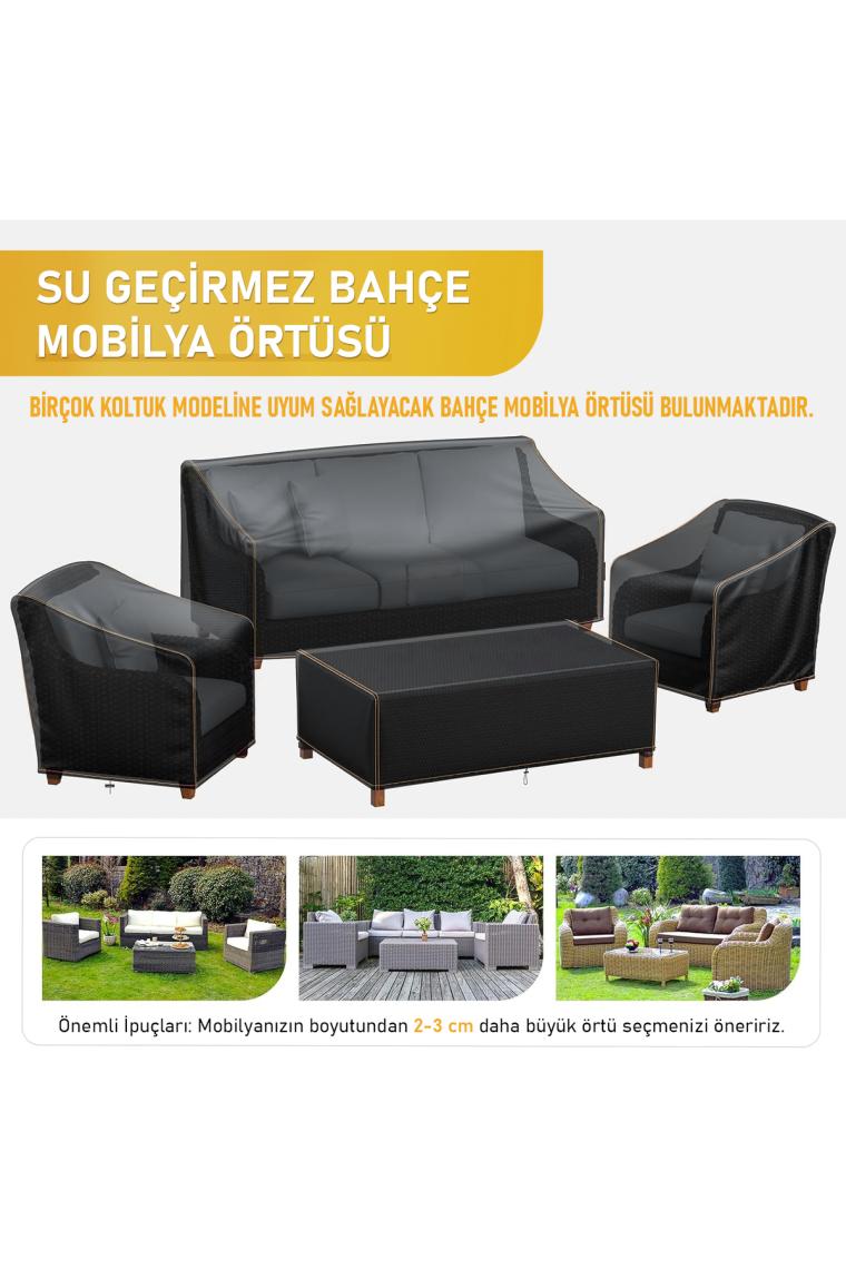 Hags Çift Kişilik Bahçe Koltuk Örtüsü, Koruma Kılıfı, Dış Mekan Koltuk Örtüsü  215-90-90cm - Siyah