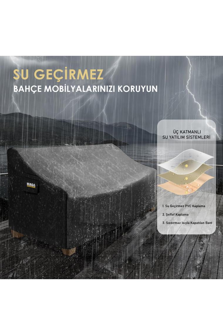 Hags Çift Kişilik Bahçe Koltuk Örtüsü, Koruma Kılıfı, Dış Mekan Koltuk Örtüsü  215-90-90cm - Siyah