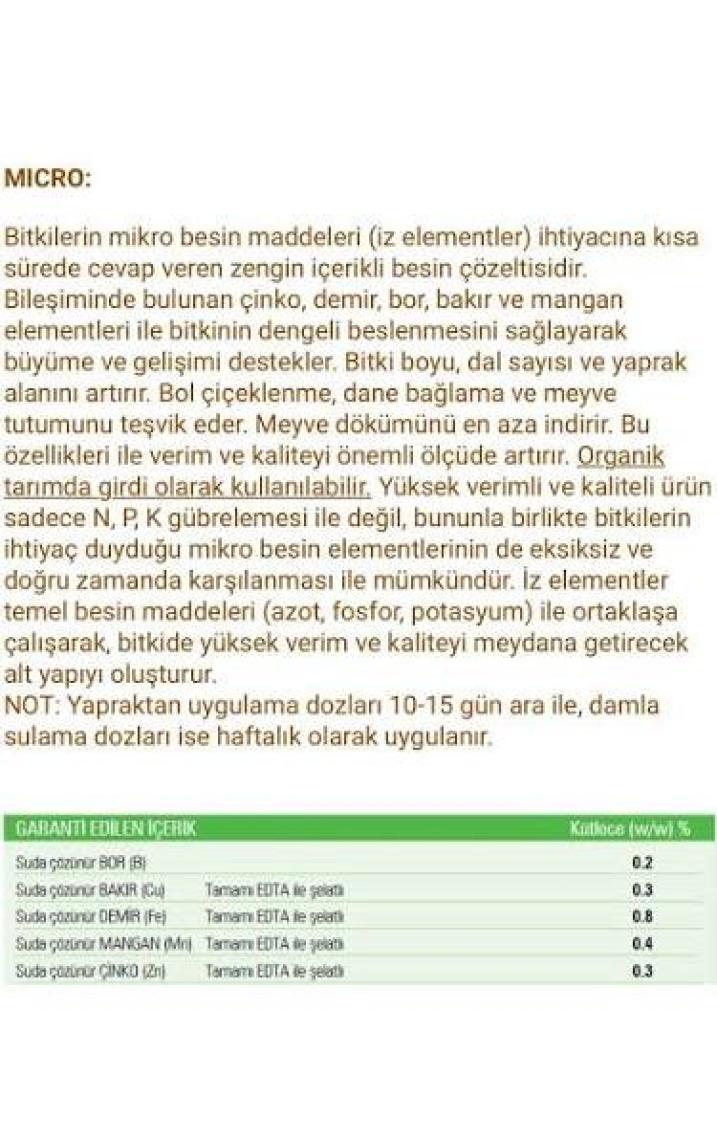 Gübretaş Micro Bor, Bakır, Demir,mangan, Çinko 20 Lt