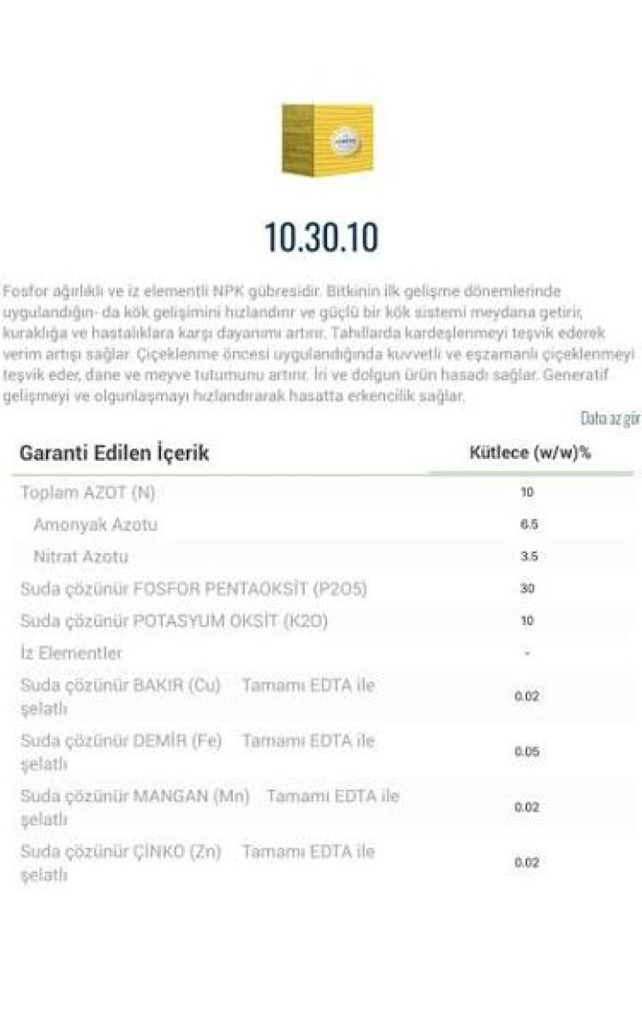 Gübretaş 10.30.10 5 Kg