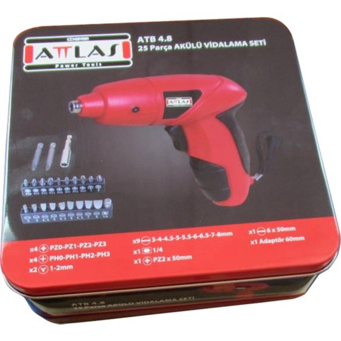 Attlas ATB 4,8V Şarjlı Tornavida seti (25 Parça  Metal Kutu ) 4,8 V