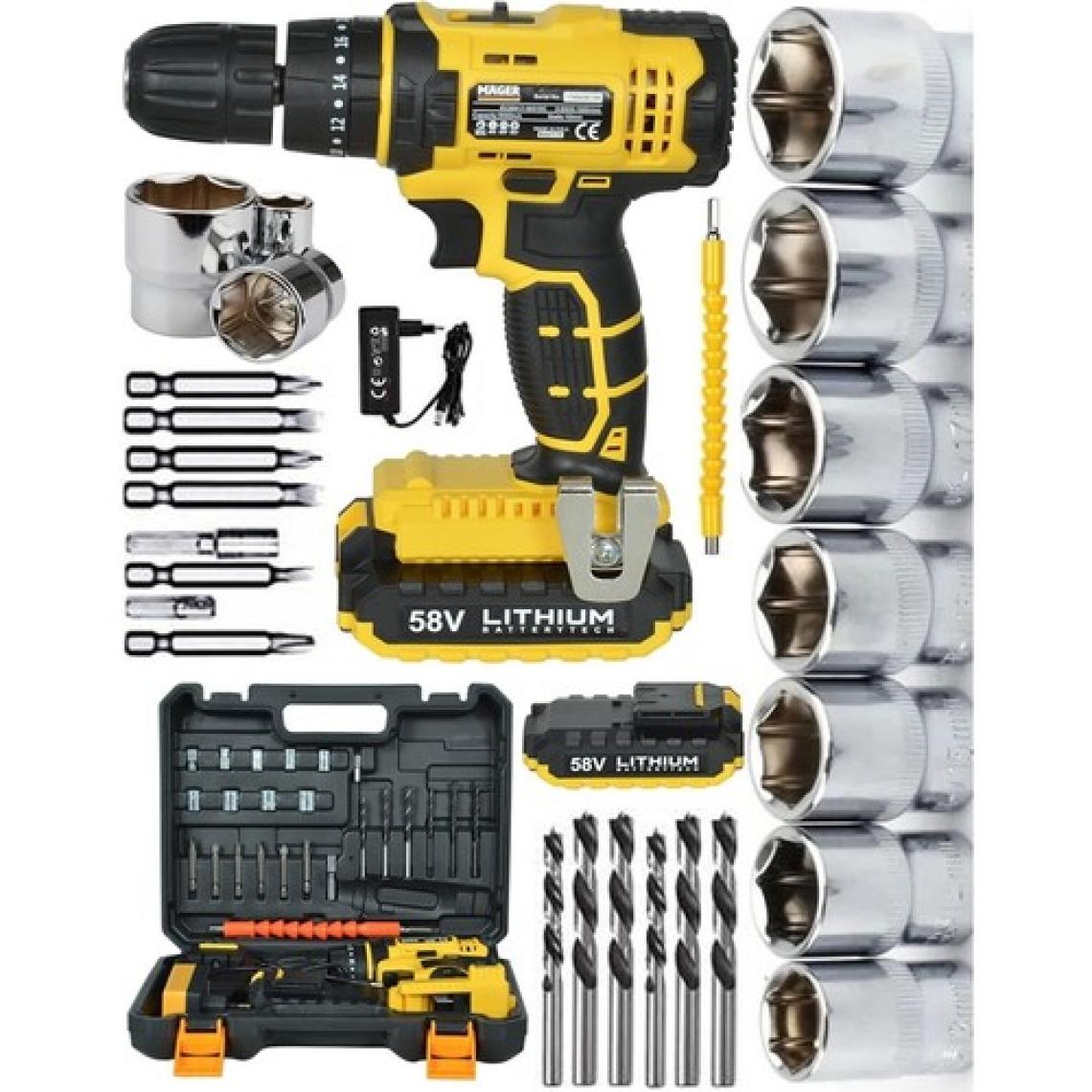 Mager Alman Sjs Metal Şanzıman 58 Watt 5 Ah Li-Ion Max-Sr Çift Akülü Darbeli Matkap
