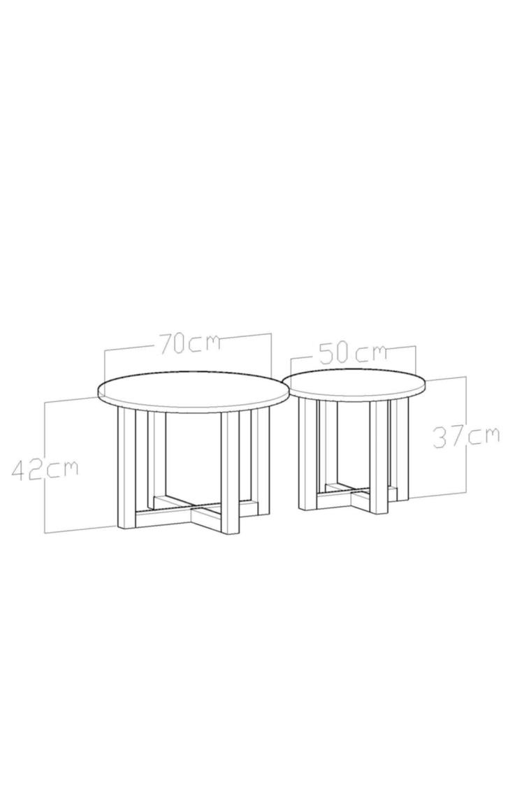 Soft Ikili Doğal Ahşap Orta Sehpa 70*70*42