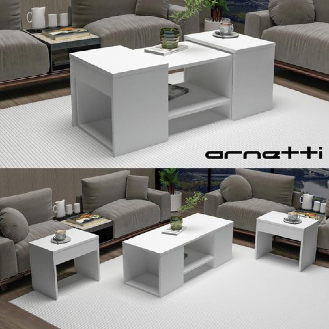 Arnetti Sartos 3'lü Zigonlu Modern Orta Sehpa Salon Sehpası, Beyaz - Sartos