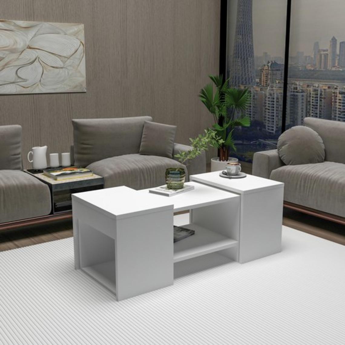 Arnetti Sartos 3'lü Zigonlu Modern Orta Sehpa Salon Sehpası, Beyaz - Sartos