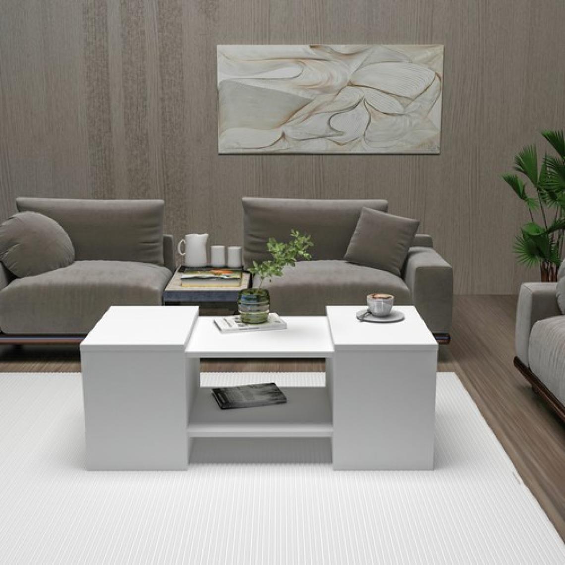 Arnetti Sartos 3'lü Zigonlu Modern Orta Sehpa Salon Sehpası, Beyaz - Sartos